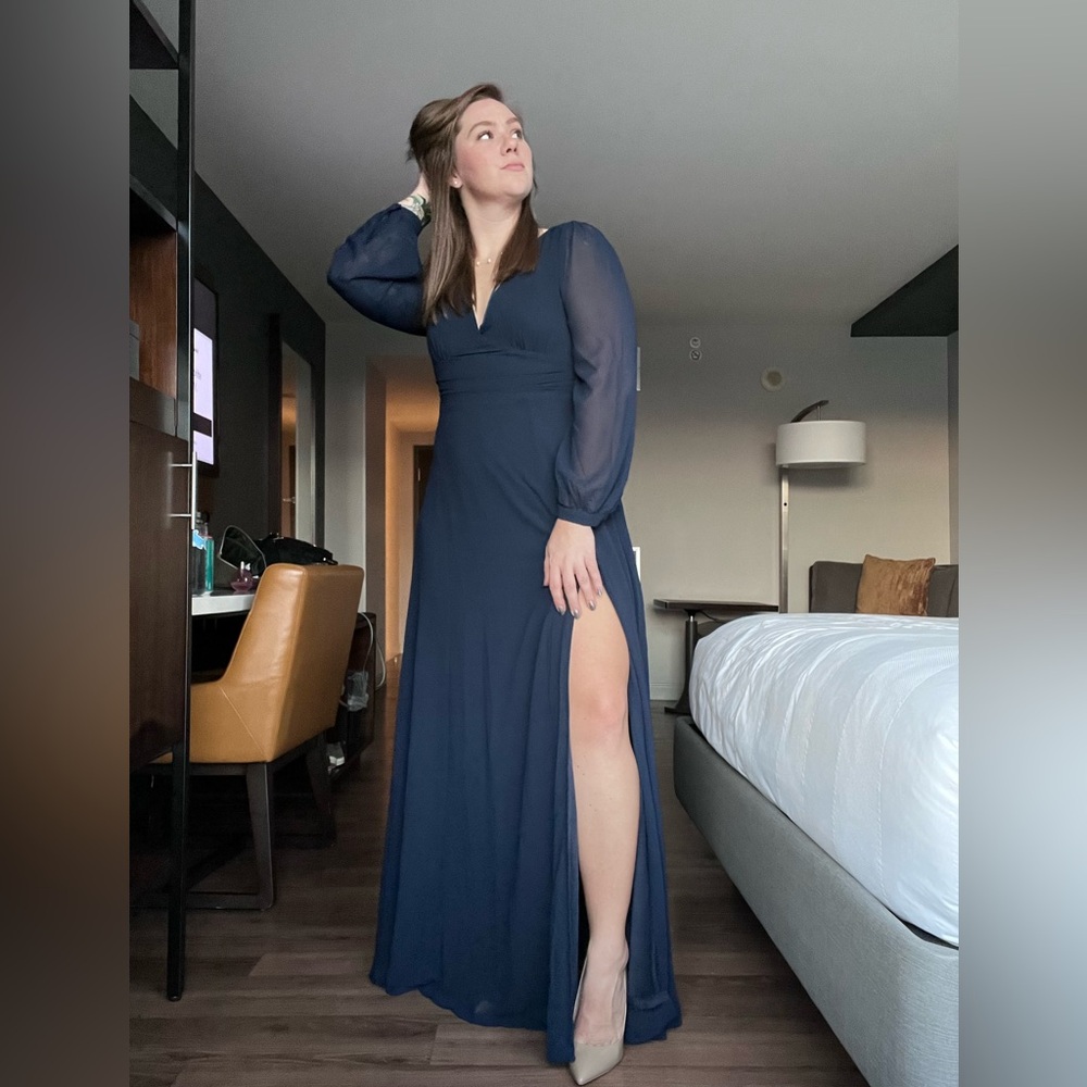 Lulu’s Floor Length Navy Blue Dress